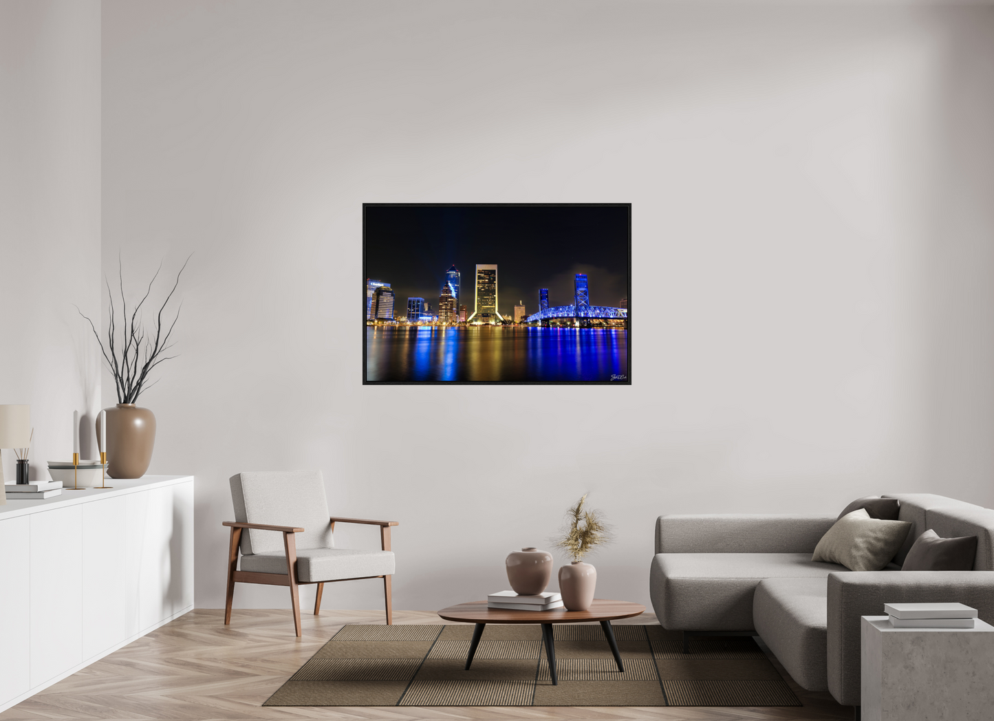 54 x 36″, Floater Frame Reflections of the River City